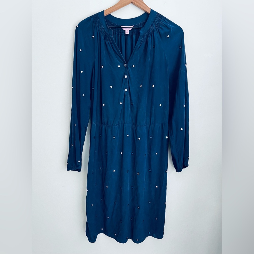 Lilly Pulitzer 100% silk turner mirror dress in true navy M